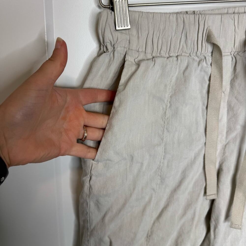Aritzia Babaton Errol Pant Linen Blend Cream Crop Drawstring Pants Size XS - Picture 3 of 7